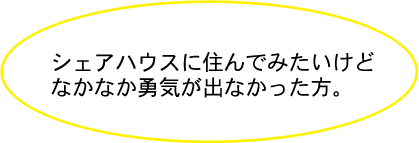 シェアハウスに住んでみたかったけどなかなか勇気が出なかった方